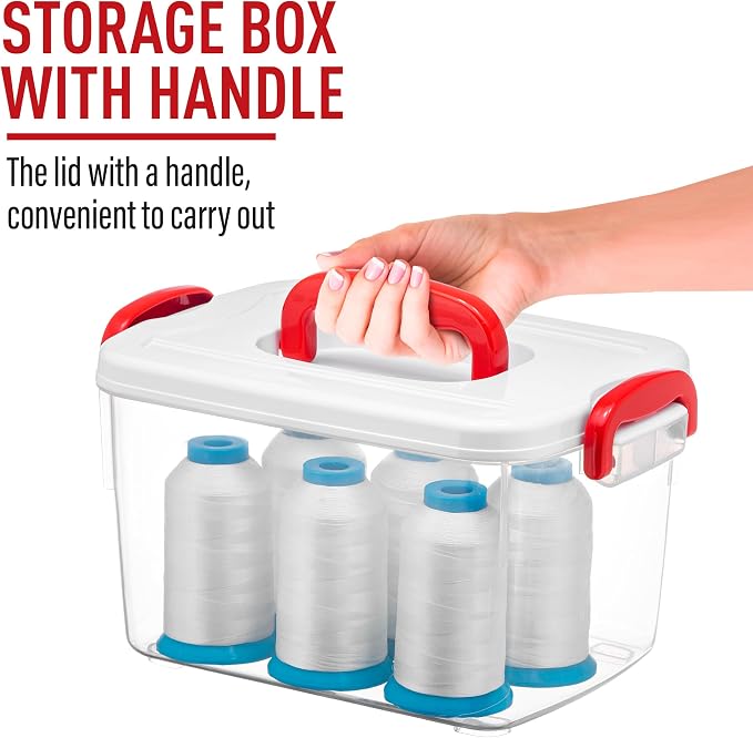 Tribello Clear Plastic Storage Bins with Lids and Handle Stackable Storage Bins, 9 Quarts
