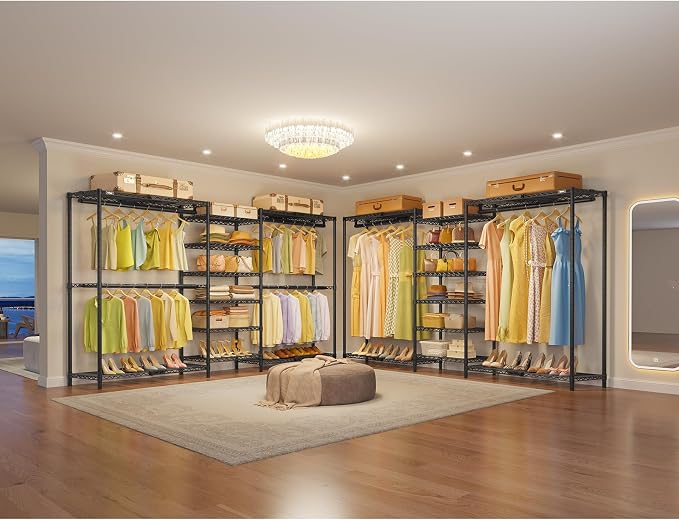 VIPEK X3 Plus Large Expandable Closet Rack Wardrobe Closet Organizer Black | Freestanding Clothes Racks with Adjustable Shelves and Hanger Rods from 5'10" to 8'8", Large Modular Closet Systems 1360LBS