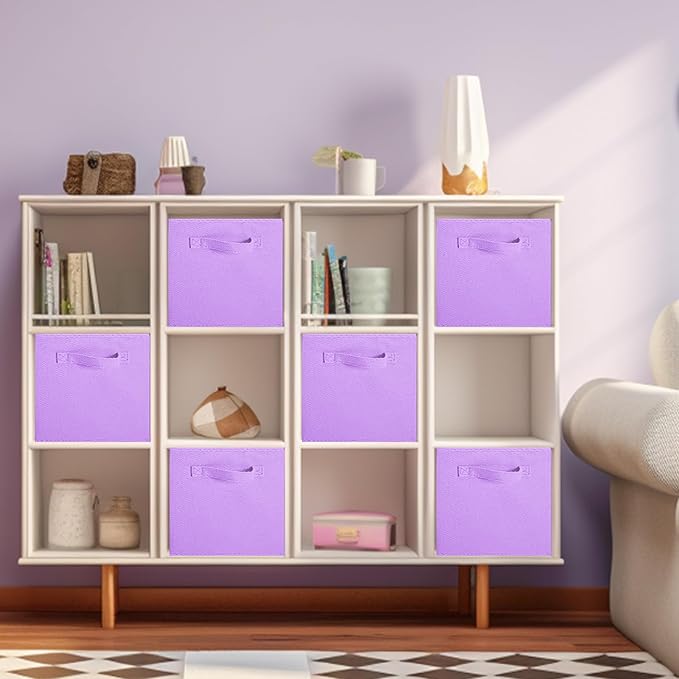 ShellKingdom Storage Bins, Foldable Fabric Storage Cube And Cloth Organizer | Storage Drawer For Closet And Toys, 13 X 13 X 13 INCH, 6 Pack (Lavender)