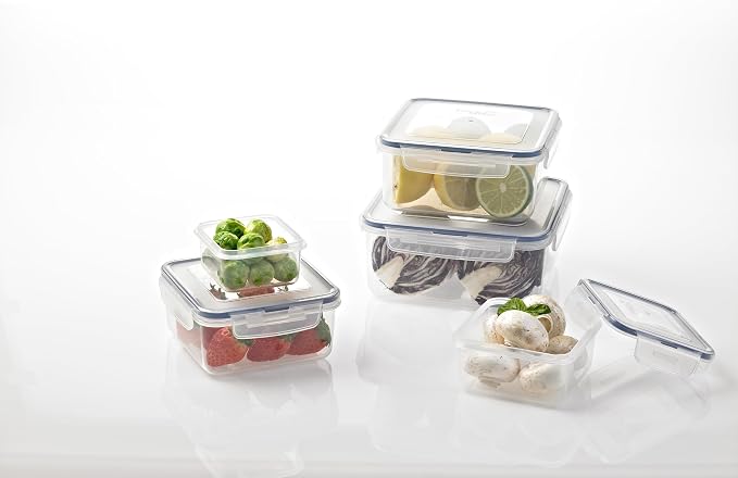 LOCK & LOCK Easy Essentials Food Storage lids/Airtight containers, BPA Free, Square-20 oz-for Coffee, Clear