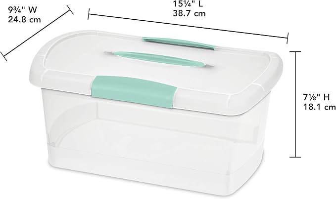 Sterilite Medium Nesting ShowOffs™, Clear Bin w/Latch Lid & Handle, 6 Pack | Heavy-Duty and Stackable Utility Box Containers for Home, Office, Cabinet, Closet, Bedroom, and Basement Organization