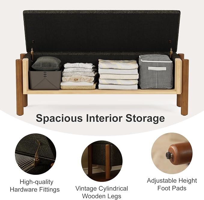 Storage Ottoman Bench, End of Bed Bench for Bedroom