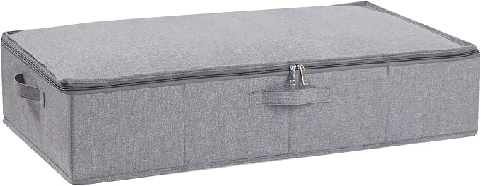 Under Bed Storage Container,Grey,23.6x11.8x5.9 Inch,1 Pack | Underbed Storage Organizers, Foldable Clothes Container,Clothes Bins with Lid and Handles for Blanket,Pillows,Shoes