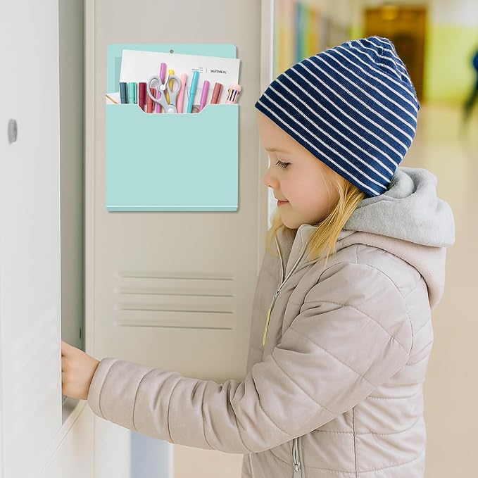 6 Pcs Magnetic Wall File Organizer Magnetic Wall File Holder Refrigerator Magazine Holder for Mail Letters Paper(Aqua Green,Vertical-large)