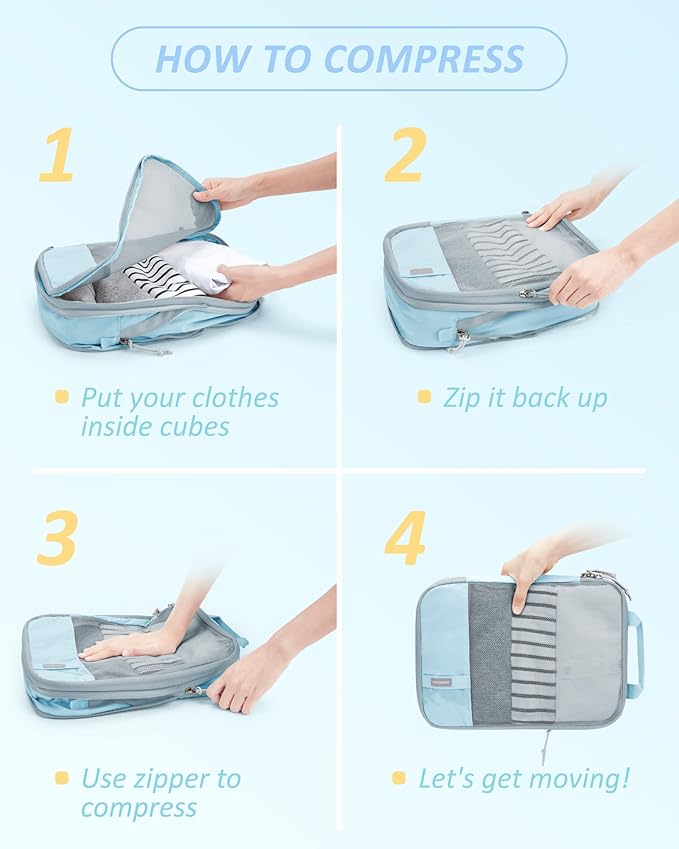 BAGSMART Compression Packing Cubes for Travel Essentials | 14 Set /6 Set /4 Set/2 Set, Lightweight, Durable
