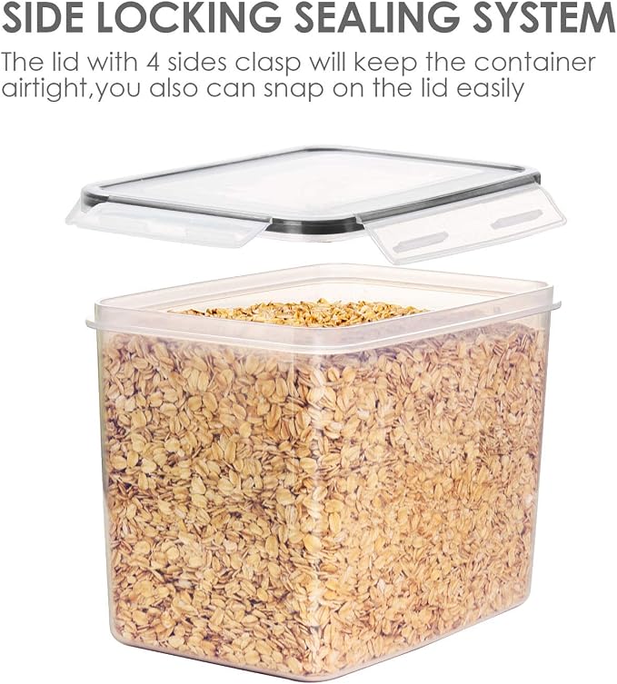 Vtopmart 3.6L Food Storage Containers, 4 PCS, Black | Airtight Seal, BPA Free, Food Grade Material, Dishwasher Safe (Not Lids), 4 Measuring Cups, 24 Labels