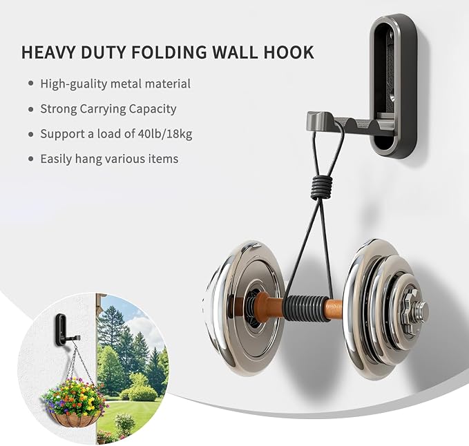 6PCS Foldable Wall Hooks, Zinc Alloy Flip Down Hooks, Retractable Wall Hooks for Bathroom, Entryway, Hanging Coats Hats Bags Keys (Gray)