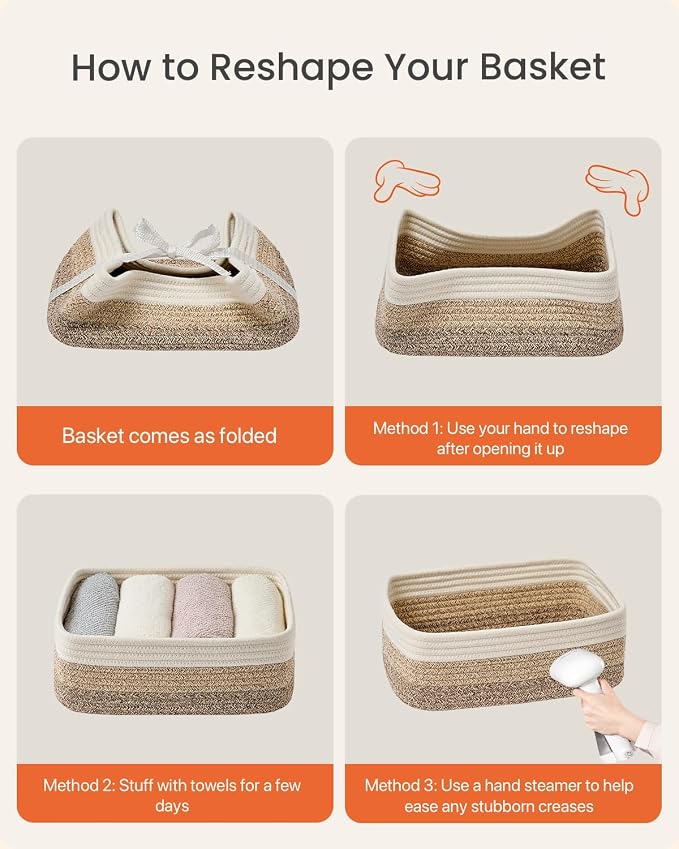 KALLAX Small Woven Storage Basket for Organizing, 12 x 8 x 4.5 inch, 3 Pack | Shelf baskets for closet organization, toy storage and home decor, Perfect as empty gift baskets for holidays, Gradient Brown