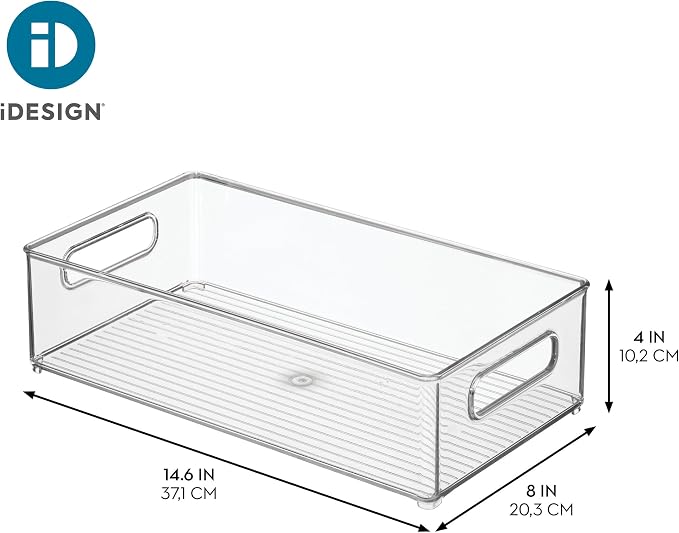 iDesign Stackable Fridge Bin, Clear, Set of 2 | Storage Bin for Freezer or Pantry, Made in USA