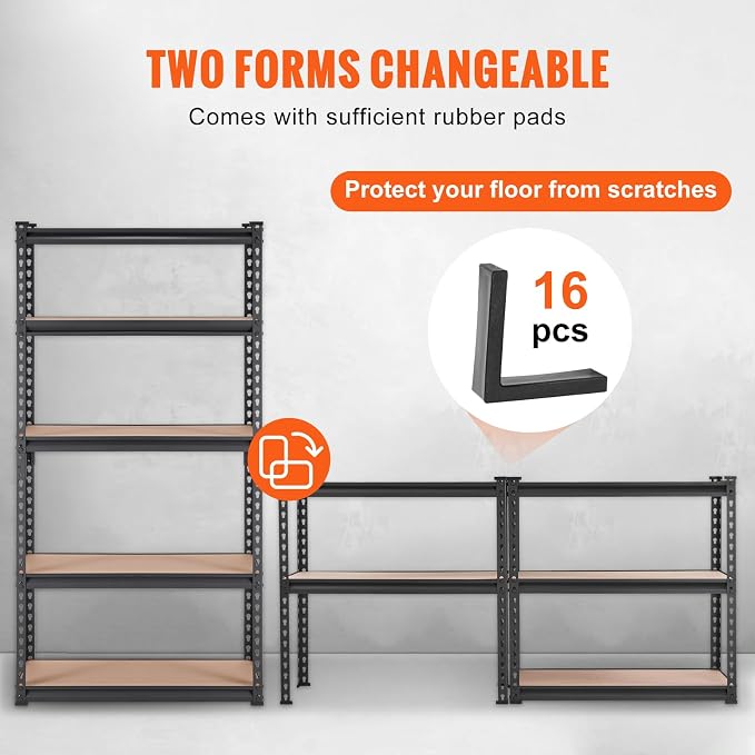 VEVOR Storage Shelves 5-Tier Adjustable 2000 lbs 30"x12"x60" Shelving Unit | Heavy Duty Garage Storage Metal Utility Rack Shelf for Kitchen, Pantry, Basement, Bathroom, Laundry, Living Room, Warehouse