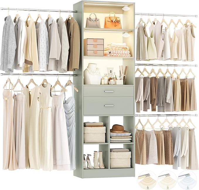 Besiost Closet System, Built in,Not Free Standing, Enclosed Storage Volume: 2.58 ft³, Crab Green