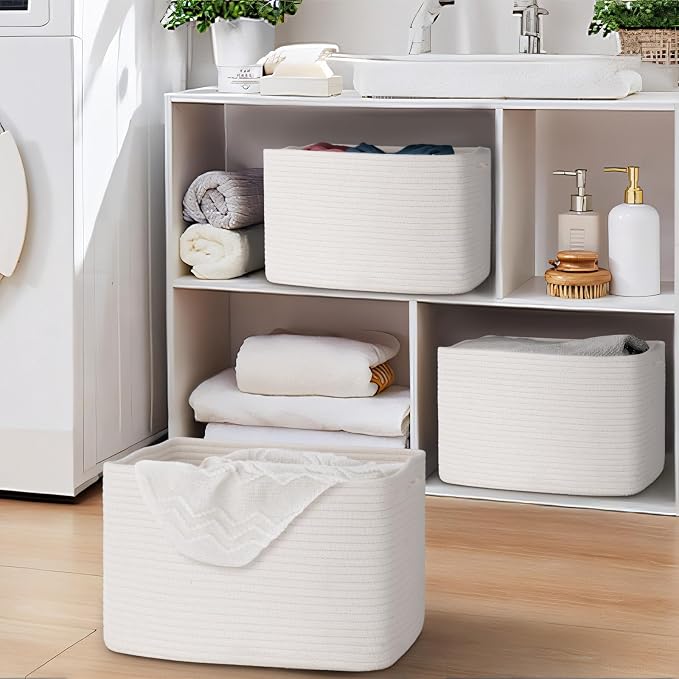 Baskets for Organizing,Storage Baskets,3 Pack Baskets for Shelfves,15"×10"×9" Woven Basket,toy storage bins,bins for organization
