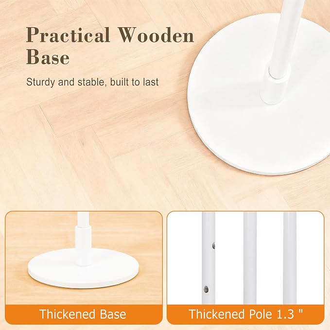 VECELO Coat Rack Freestanding, Entryway Hanger Stand, Umbrella Holder, Hall Tree With Hooks, Floor Standing Tree Stand,White