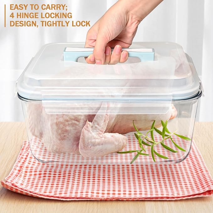 Extra Large Glass Storage Containers with Lids 200oz/6000ml/26cup | Silicone Mat Included | Borosilicate Glass | Airtight | Freezer Oven Dishwasher Safe | Rotisserie Chicken | XL Big Food Bowl