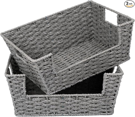 Storageworks Pantry Baskets For Organizing, Woven Baskets, Round Paper Rope