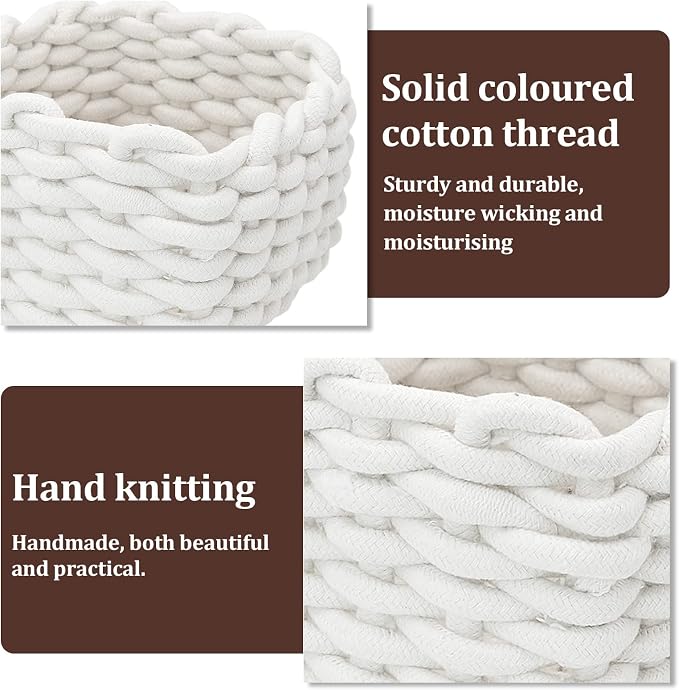 Small Storage Decorative Basket, Cotton Rope Woven Shelf Basket for Little Items, Cute Box Organizer for Baby Room, Nursery, Bedroom