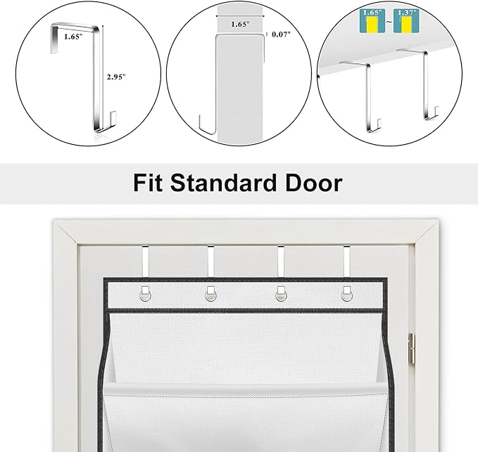 SLEEPING LAMB Over The Door Shoe Organizer for Closet with Large Deep Pockets, Narrow Shoe Rack for Door Hanging Boots Storage, White