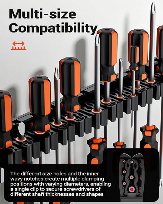 DEHOYI Magnetic Screwdriver Organizer and Wrench Organizer for Workshop, Garage | Heavy-Duty Tool Organizer for 48 pcs Tools & Space-Saving Tool Holder | Gift for Father and Boyfriend (4 pcs)