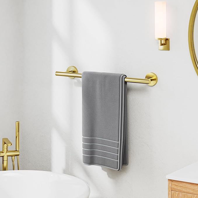 Luxbaro 18 Inch Brushed Gold Towel Bar, Thicken, Total Length 20-Inch | Towel Rack for Bathroom Wall, SUS304 Stainless Steel Towel Rod, Modern Home Decor