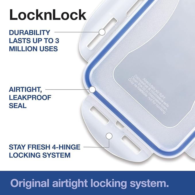 LOCK & LOCK Easy Essentials Food Storage lids/Airtight containers, BPA Free, 54 Ounce, Clear