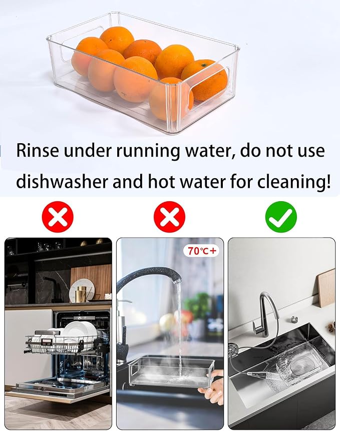 Refrigerator Organizer Bins 5 Pack Stackable Fridge Organizers with Handles Clear Freezer Storage Containers for Pantry, Cabinets,Shelves, Drawer – BPA-Free Plastic Kitchen Organizers