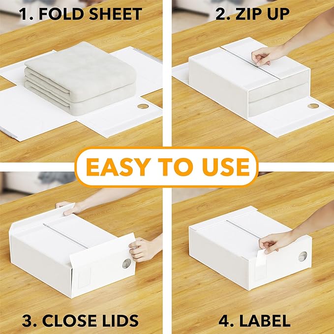 SpaceAid 2 Pack Bed Sheet Organizers and Storage, Foldable Sheet Organizer for Linen Closet, Sheets Set Folder Keeper with Window XL (Queen & King Size) Organizing Bedding Container, White
