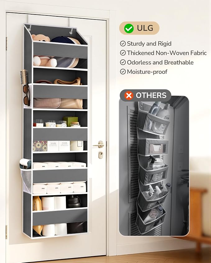 ULG 1 Pack Over Door Organizer Hanging Storage Dark Gray
