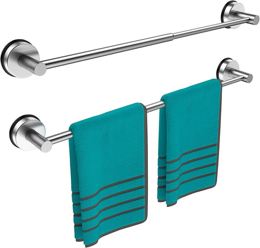 Towel Bar for Bathroom Wall,Adjustable 12~21 Inch Towel Racks for Bathroom Wall Mounted, Towel Holder for Glass Shower Door,Apparment Essentials,Home Decor-Silver(2pcs)