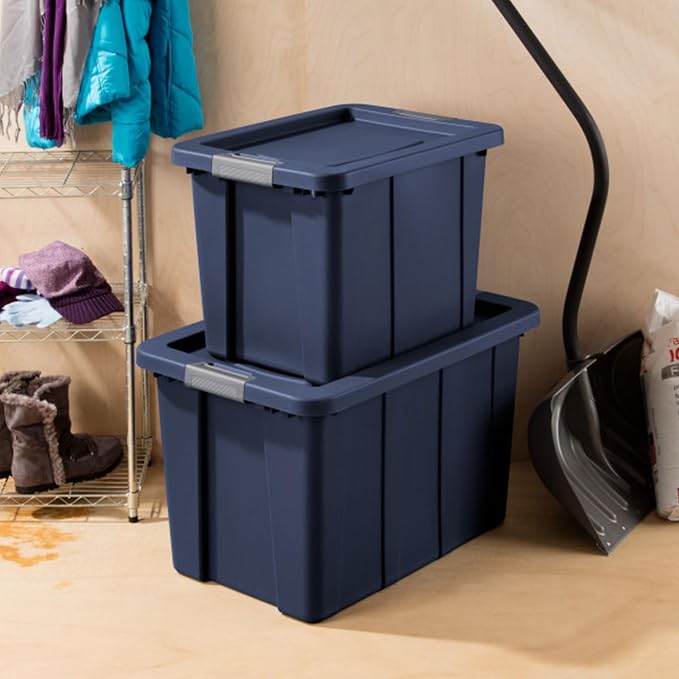 Sterilite 8-Pack Storage Bins with Lids, Heavy Duty Totes, Tuff1, 30 Gallon, Dark Indigo
