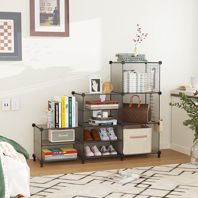 AWTATOS 6 Cube Closet Organizer Storage Shelves, Grey | Portable Closet Clothes Organizers Storage Shelf DIY Stackable Cubby Shelving for Closet Bedroom Living Room Office
