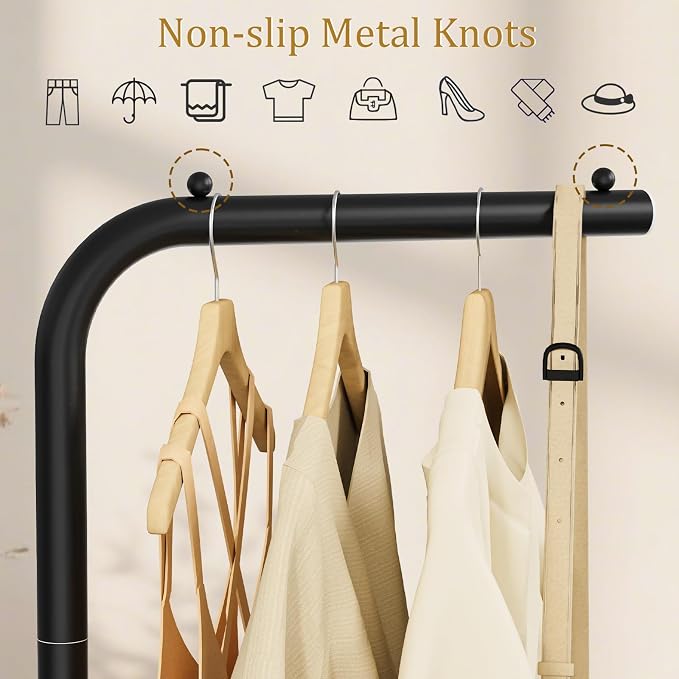 Coat Rack Freestanding with Rock Base,Clothes Stand,70.8In,Black | Metal Clothing Rack with Rock Base, Coat Tree, Standing Hanger for Coat, Garment Stand for Bedroom, Entrance
