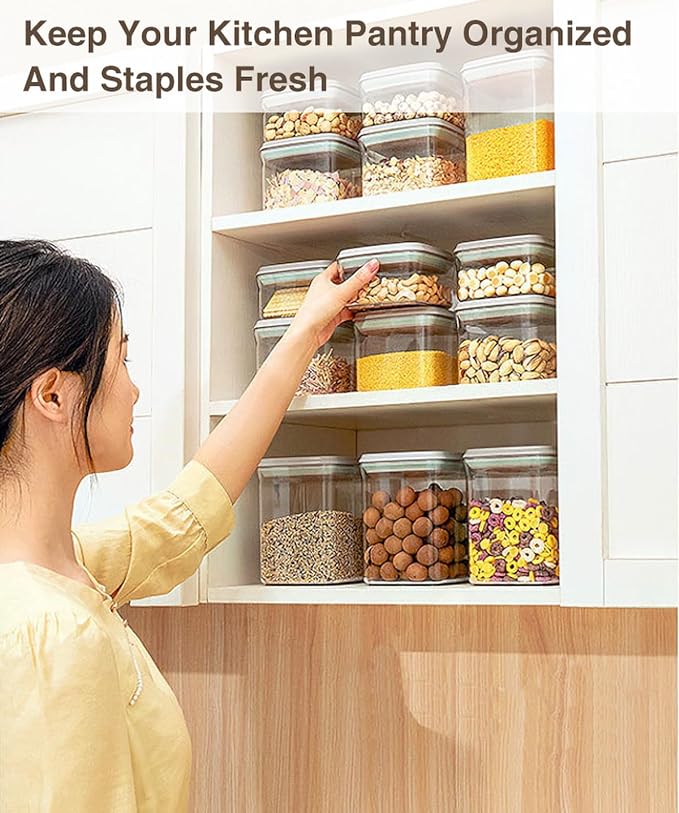 Melovom Pop Food Storage Containers Airtight Food Storage Containers Set with Lids Kitchen Pantry Organization and Storage, Stackable, BPA Free, 3 x 1.2Qt