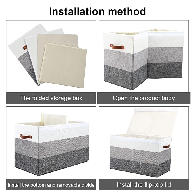 Mayniu Toy Box Storage Chest with Divider, Large Sturdy Toy Bin Organizer Basket with Lid for Kids, Boys, Girls, Nursery, Living Room, Bedroom, Playroom, Closet, 25"x13" x16"(Gradient Grey)