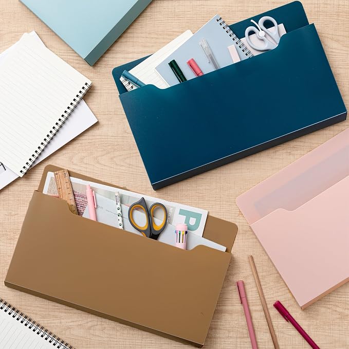 6 Pcs Magnetic Wall File Organizer Magnetic Wall File Holder Refrigerator Magazine Holder for Mail Letters Paper(Mocha Mousse Color,Horizontal-large)