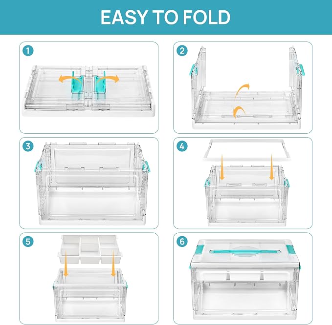 Vtopmart 24 QT Clear Craft Organizer with Removable Tray & Dividers, 1 Pack | Storage Box for Coloring Books, Modeling Clay, Molds and Art Supplies, Keeps Craft Materials Organized and Easy to Access
