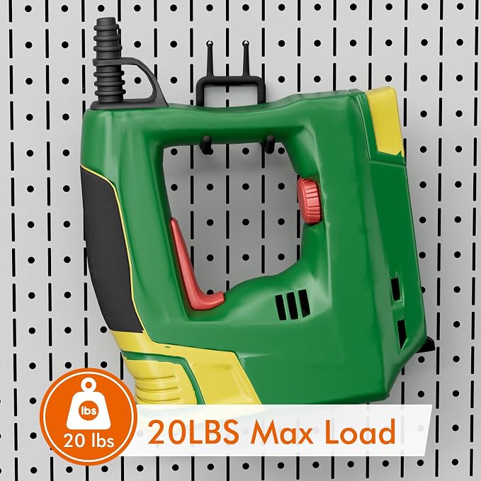 Utility Heavy Duty Pegboard Hooks, 10Pack Peg Board Accessories Tool Hanger | Fit 1/8" 1/4" Peg Holes, Double Arm Peg Board Bracket, Rubber Coated, Large Tool Organizer for Garage Workshop Shed Craftroom