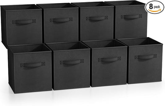 Sorbus Fabric Storage Cubes - 8 Foldable Storage Bins for Organizing Pantry, Cubbies, Toy Box - Clothes Storage & Closet Organizer - 11 Inch Collapsible Cube Baskets for Shelves with Handle