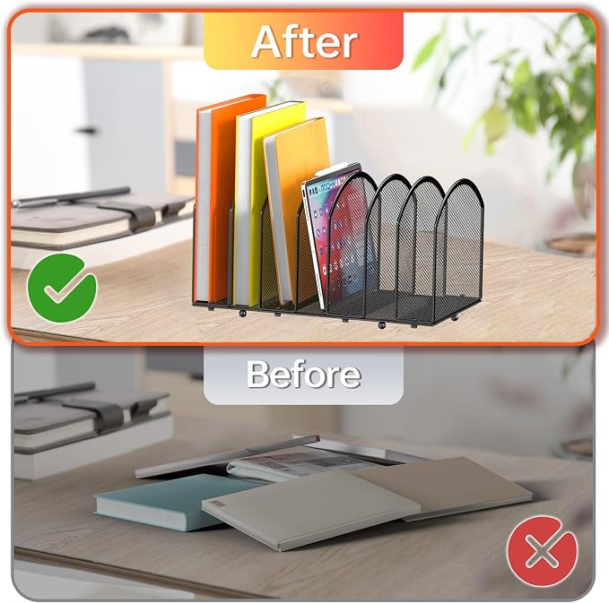Gawerk 7-Section Desk File Organizer, Mesh Desktop File Sorter for Office