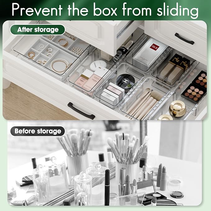 25-Piece Adjustable Clear Acrylic Organizer Set - 3-Size Drawer Storage Bins for Makeup, Kitchen, Bedroom, Desk & Craft Room | Multi-Purpose Home & Office Solution