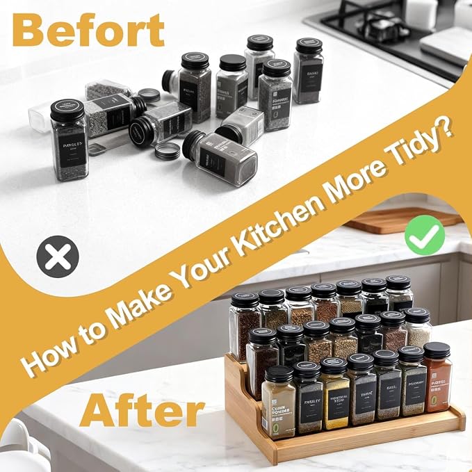 JinDoWin 2 Pack Cabinet Spice Rack Organizers - Enhanced Cabinet Spice Organizer, Practical Spice Rack Organizer for Cabinet and Efficient Cabinet Spice Organizer (2, 13 Inch)