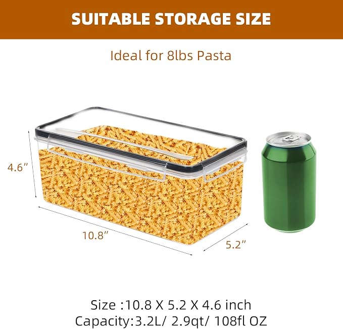 8pc 3.2L Airtight Canisters with Lids, Kitchen Dry Pantry Storage | 8pack 3.2L airtight canisters lock moisture out. Stackable bins hold all kinds of daily dry foods for kitchen pantry use