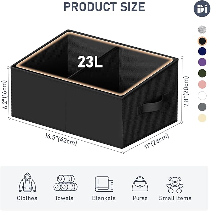 DIMJ Trapezoid Storage Bins for clothes - 5 Packs Closet Organizers and Storage Baskets, Foldable Closet Baskets with Handles and Divider, Closet Storage Bin Toybox for Shelves Living Room Bedroom