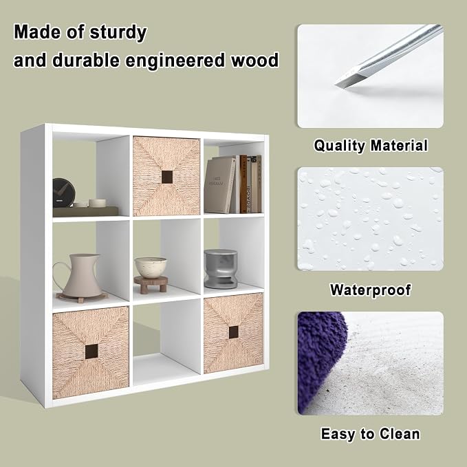 9 Cube Storage Organizer Shelf, White, 11 inch | 2026 Wooden Thick Frame, Anti-Tipping Kits, Reversible Open Back Bookcase, Horizontal and Vertical Dual-use
