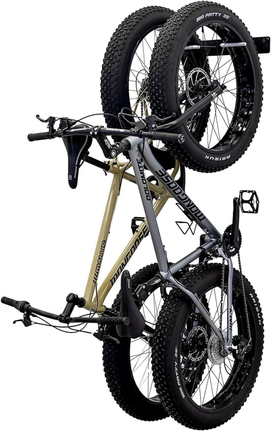 StoreYourBoard Fat Tire Bike Rack, Wall Mount Bike Storage, Holds 2 Bikes | Fits Up To 5 Inch Tires, Fat Tire Bike Storage Rack, Fat Bike Wall Rack, Rubber Coated Hooks