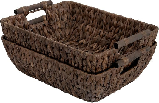 Storageworks Wicker Baskets for Shelves, Large Organizer Basket for Shelves, Wicker Baskets for Storage, Decorative Storage Basket, Vintage Home Decor, Water Hyacinth