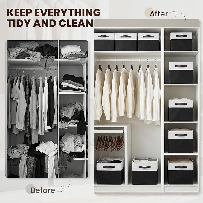 Criusia 6 Pack Closet Organizers and Storage Bins, Cute Dorm Room Essentials for Clothes Beddings Bags, Under Bed Storage Containers, Apartment Essentials Baskets for Organizing (14L*10W*9.5H)