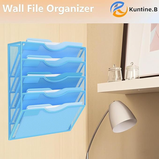 Kuntine.B Wall File Organizer Office Hanging Magazine Holder Wall File Organizer for Office Home