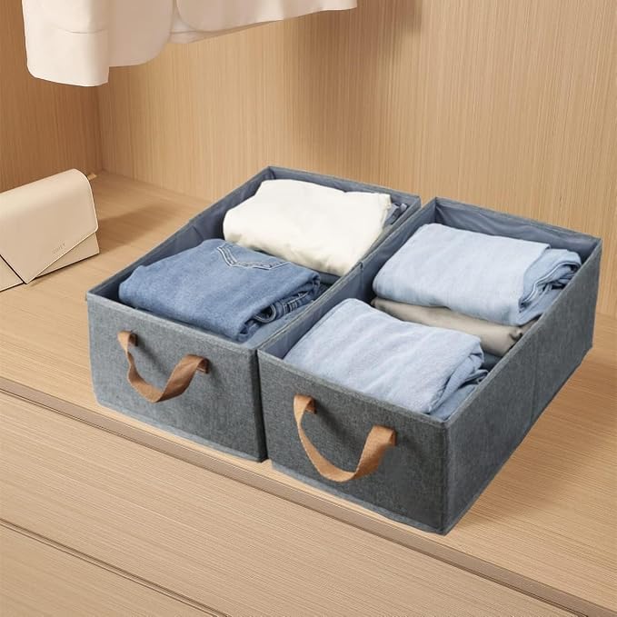 Fordonral Pack of 3 Large Capacity Storage Bins Closet Organizer System, Sturdy Foldable Storage Boxes for Organizing Clothing, Sheets, Toys, Books - Shelf Organizer Shelves Basket Storage Bin
