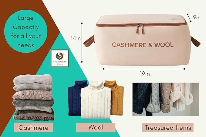 100% Cotton Cashmere & Wool Storage Bag – Breathable Sweater Storage Bag for Cashmere, Wool, Knitwear & Delicate Garments – Dust & Moisture Protection