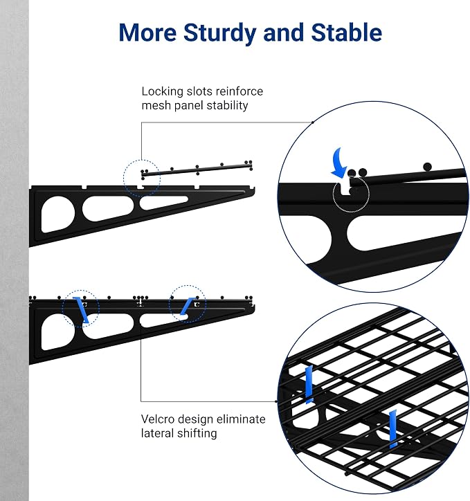 FLEXIMOUNTS 2-Pack 2x4ft 24-inch-by-48-inch Wall Shelf Garage Storage Rack Wall Mounted Floating Shelves, Black, Classic Series